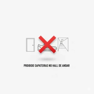 Diagrama explicando as regras e a proibição de sapateira no hall dos andares de apartamento.